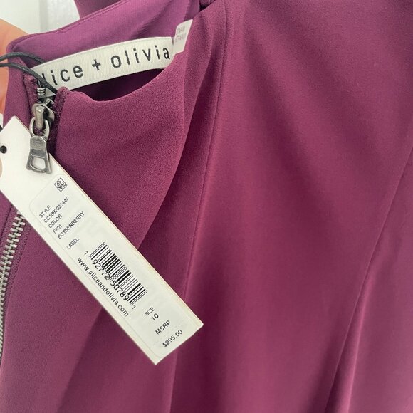 Alice & Olivia Women's Katie Wrap Minidress in Boysenberry size 10 - Picture 4 of 6